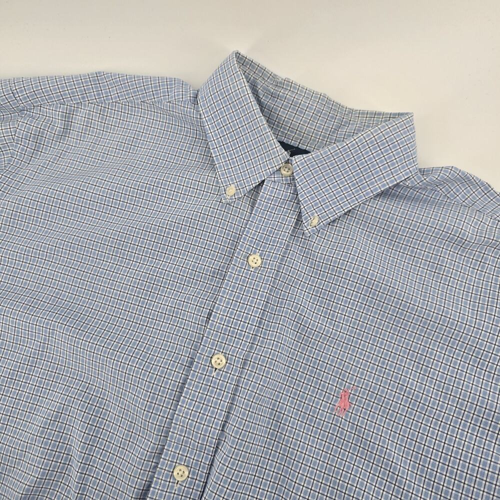 Ralph Lauren Men's Classic Fit Short Sleeve Gingham Button Down Shirt Size L